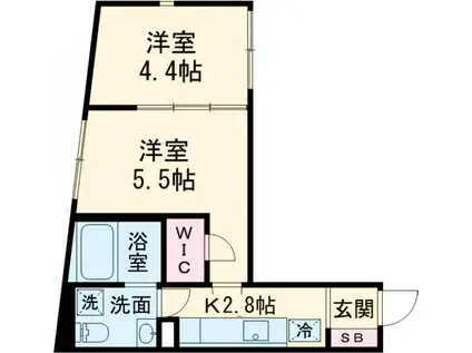 STRIPES東大井(2K/1階)の間取り写真