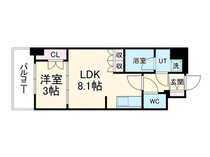 ウェリスアーバン守口(1LDK/6階)の間取り写真