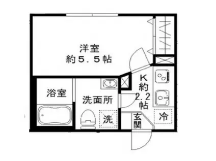 STRIPES東大井(1K/1階)の間取り写真