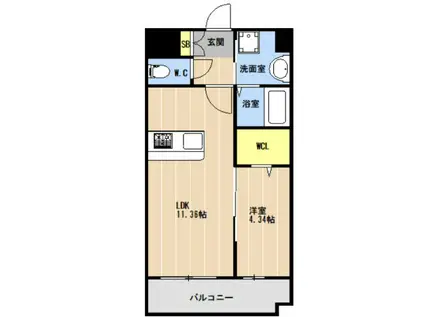 KL樋川(1LDK/2階)の間取り写真