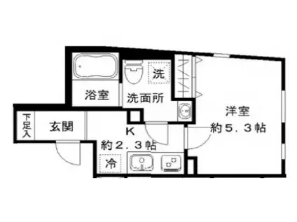 STRIPES東大井(1K/4階)の間取り写真