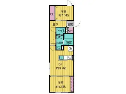 レガシア池袋立教西(2DK/1階)の間取り写真