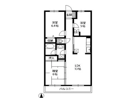 ヴィラ・サンパティーク1(3LDK/5階)の間取り写真