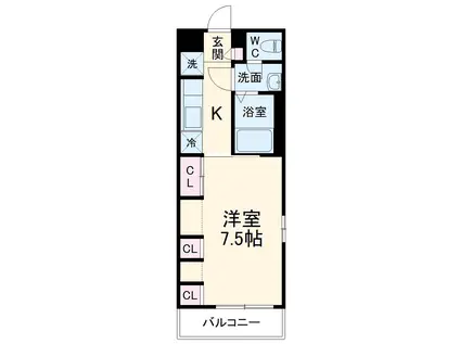 リブリ・厚木旭町(1K/3階)の間取り写真