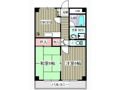 第2レクコーポ舞浜(2DK/2階)の間取り写真