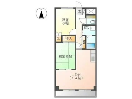 ウィン・ベルⅡ(2LDK/1階)の間取り写真