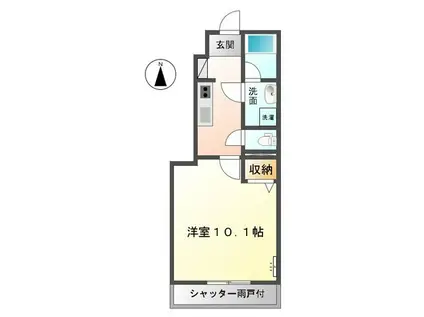 ヴェルジェⅤ(1K/1階)の間取り写真