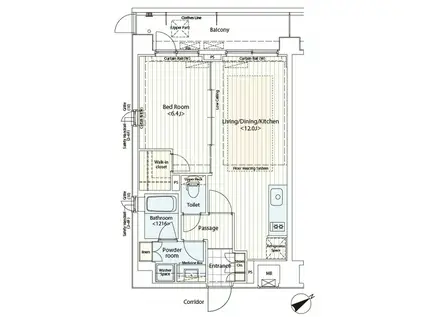 カスタリア鶴見(1LDK/1階)の間取り写真