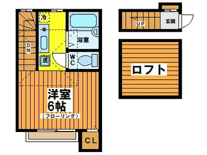 ボヌール幡ヶ谷(1K/2階)の間取り写真