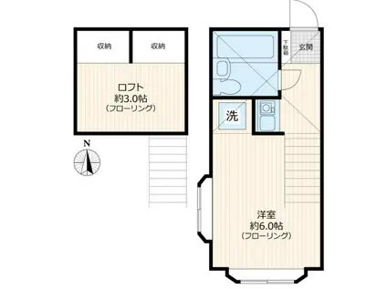 PAPAS MAMAS(ワンルーム/1階)の間取り写真