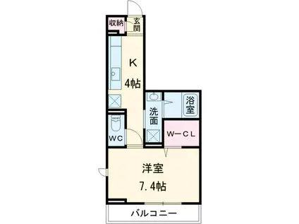 クレイドル(1K/2階)の間取り写真