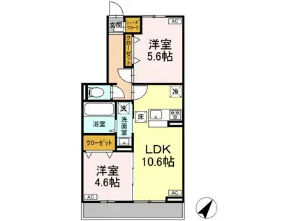 アニバーサリー(2LDK/1階)の間取り写真