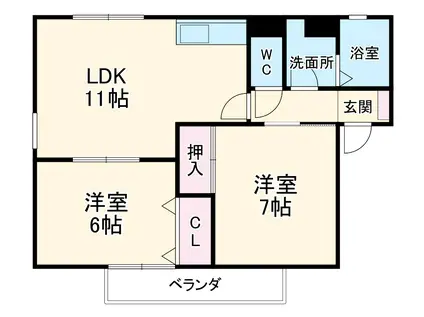 コスモ光B(2LDK/2階)の間取り写真