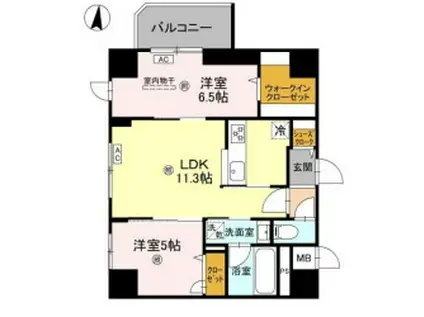 ダイワシティー新大阪(2LDK/1階)の間取り写真