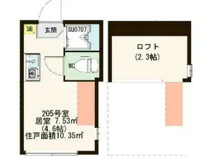ハーモニーテラス方南Ⅱ(ワンルーム/2階)の間取り写真