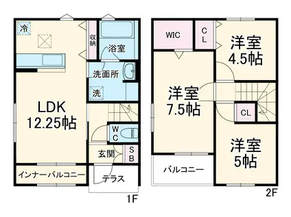 リーブルファイン川部 V(3LDK/1階)の間取り写真