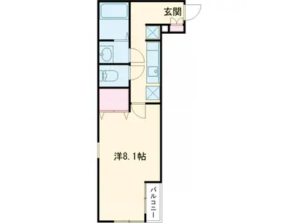 パークウエスト八王子(1K/2階)の間取り写真