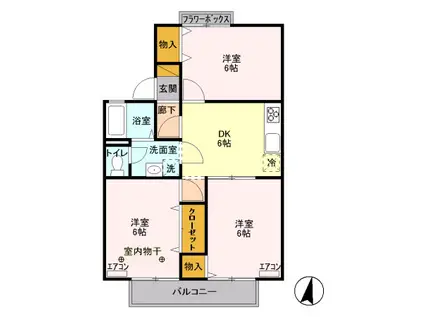 ジュネス多摩平(3DK/2階)の間取り写真