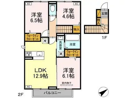 バニュルスⅥ(3LDK/2階)の間取り写真