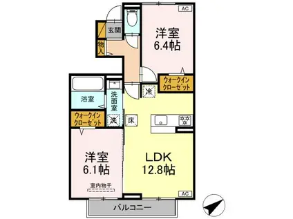 バニュルスⅥ(2LDK/1階)の間取り写真