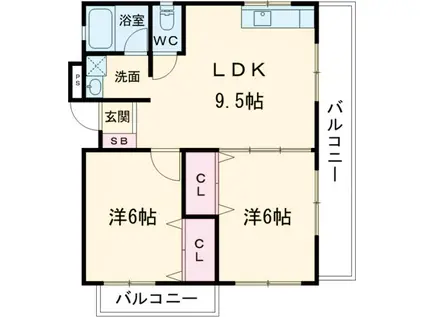 森口マンション(2LDK/2階)の間取り写真