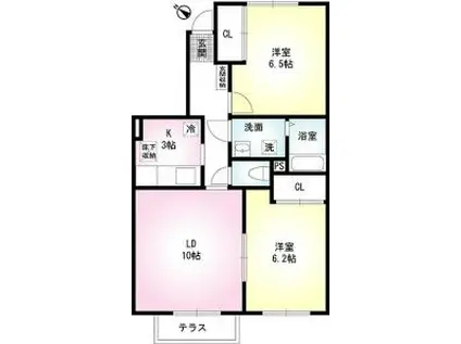 梅の里ミキ(2LDK/1階)の間取り写真