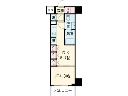 セジョリ上石神井(1DK/4階)の間取り写真