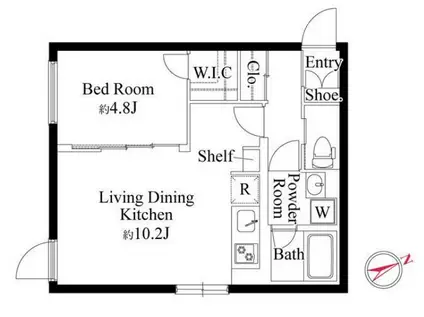 アバンティア阿佐ヶ谷南(1LDK/1階)の間取り写真