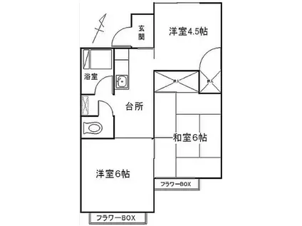 メゾン竹園(2DK/2階)の間取り写真