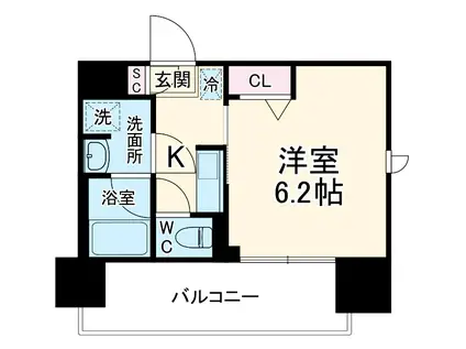 ガーラ・グランディ川口並木(1K/6階)の間取り写真