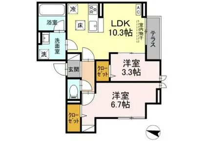 グランメール(2LDK/1階)の間取り写真