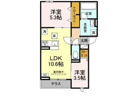 グランメール(2LDK/1階)の間取り写真