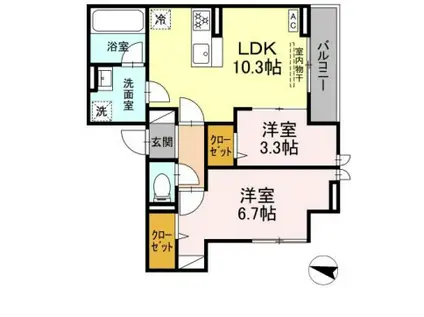 グランメール(2LDK/2階)の間取り写真