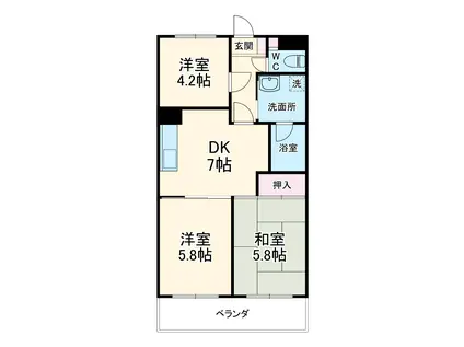 協栄箕面第2ハイツ(3DK/2階)の間取り写真