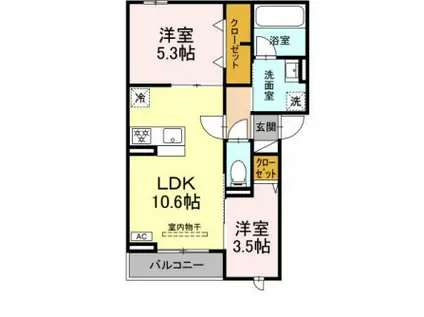 グランメール(2LDK/3階)の間取り写真