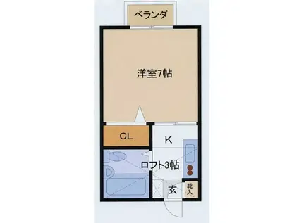 ジュネスP2(1K/1階)の間取り写真