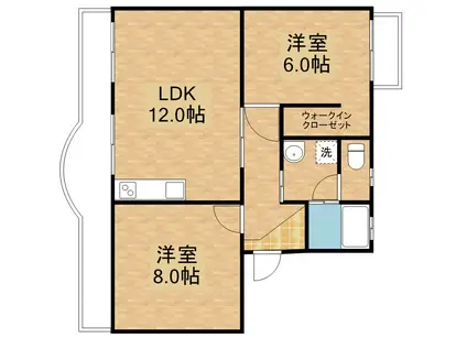 ヴィラ厚原Ⅱ(2LDK/2階)の間取り写真