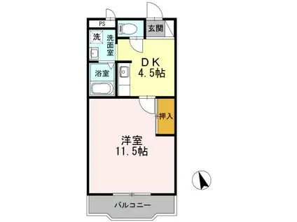 エキスパートヴィラ(1DK/2階)の間取り写真