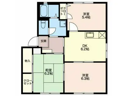 ルミエール一宮C(3DK/1階)の間取り写真