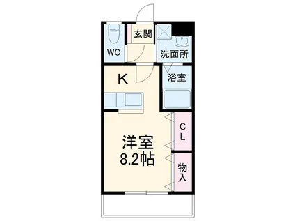 ブロードタウン神野ⅡC(ワンルーム/1階)の間取り写真