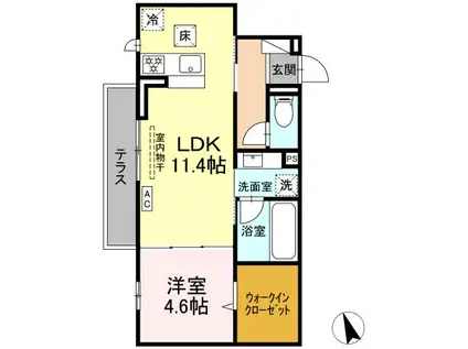 フレジェ(1LDK/1階)の間取り写真
