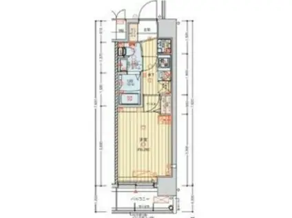 エグゼ江坂ウエスト TAPP(1K/4階)の間取り写真