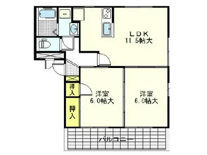 シャルマン(2LDK/2階)の間取り写真