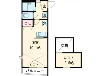 ピュアストリーム・ソフィー(ワンルーム/2階)の間取り写真
