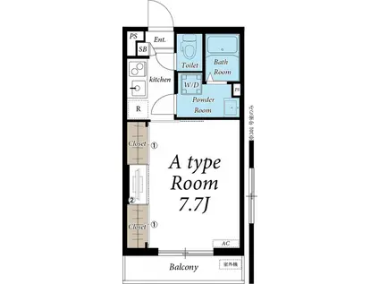 リブリ・AURA MARE(1K/3階)の間取り写真