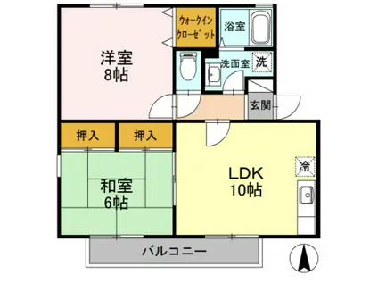 クレセント(2LDK/2階)の間取り写真