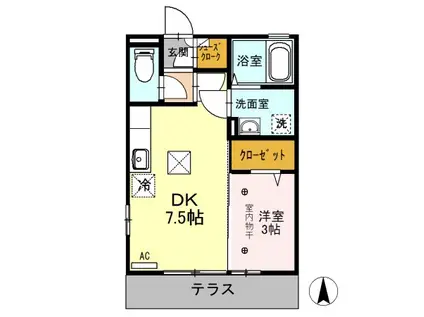 キャッスルロック(1DK/1階)の間取り写真