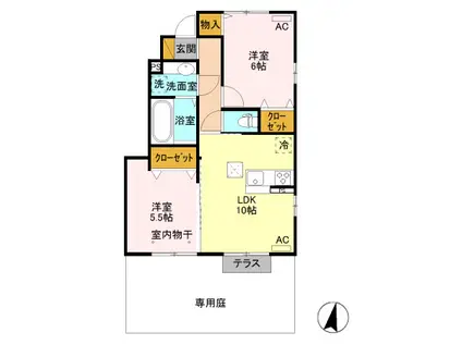 アーバンコートB(2LDK/1階)の間取り写真