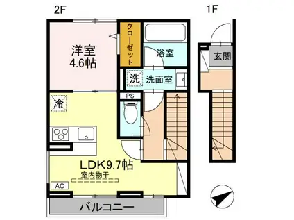 シンボルバーム・ラオム(1LDK/2階)の間取り写真