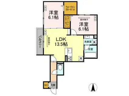 ブリューエン河原口(2LDK/2階)の間取り写真